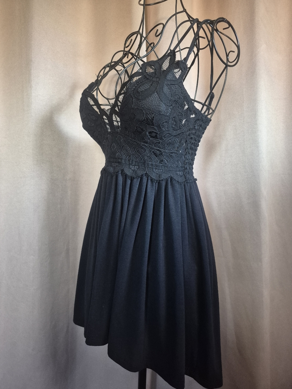 Black Lace Bodice Skater Dress